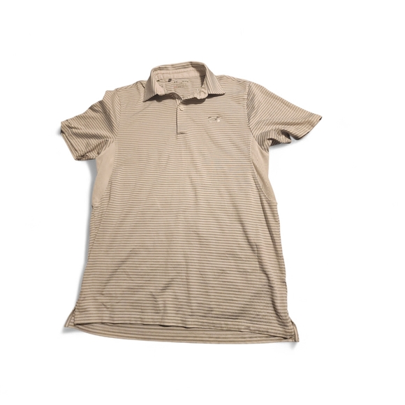 Under Armour Men’s Light Beige & White Striped Polo - Picture 2 of 3